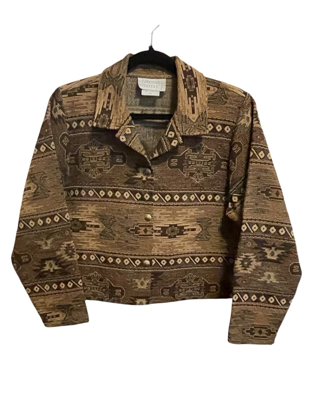 Vintage Western Cropped Tapestry Jacket Southwestern Blazer Stampede Sz Small